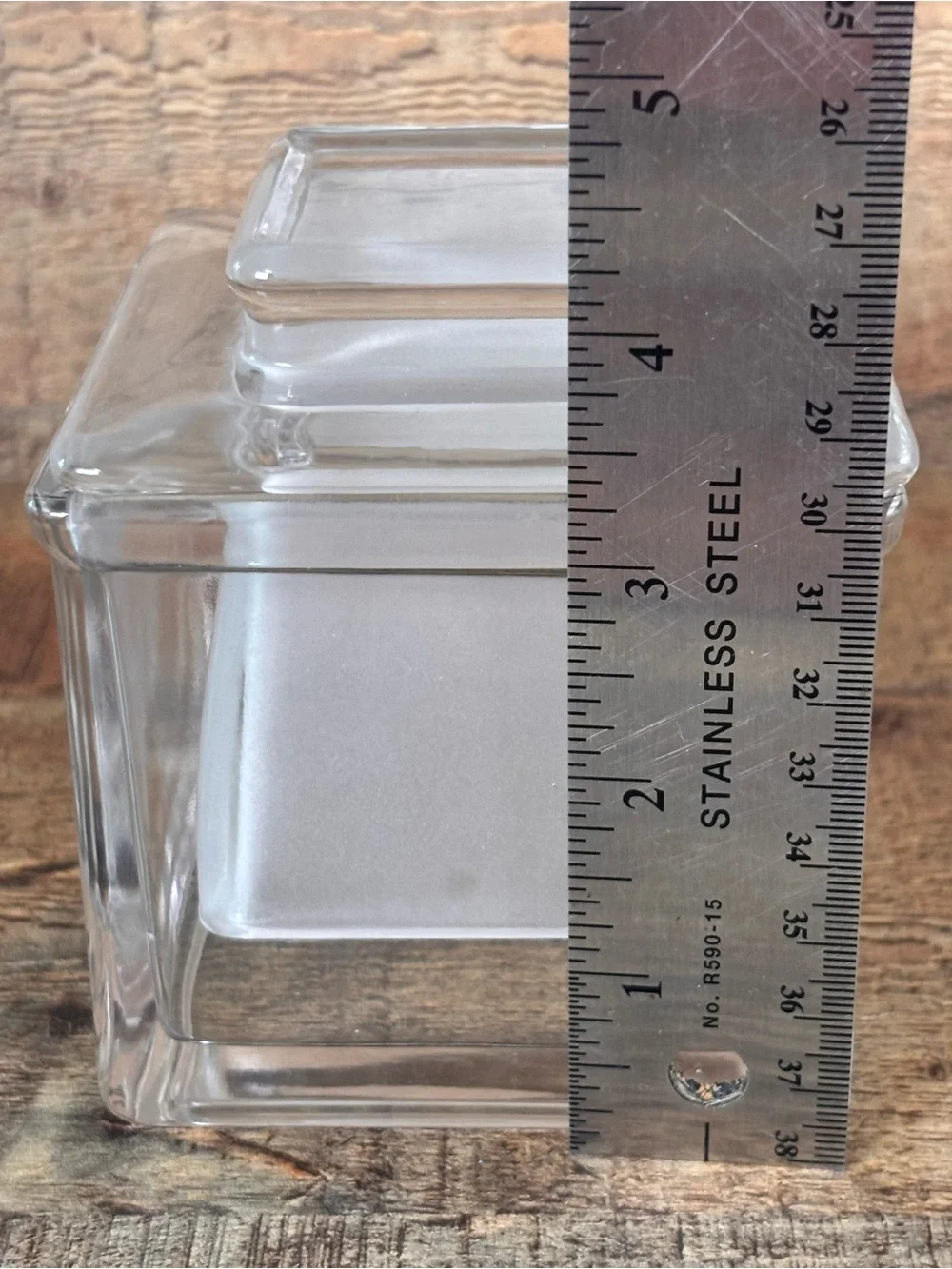 Vintage Clear Frosted Glass French Butter Bell Crock Square With Lid Dish